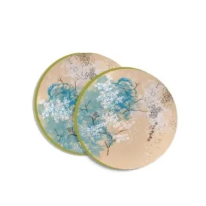 Sakura Fubuki © Quek Kiat Sing on Lacquer Coaster set of 2 (10cm diameter / gold edge)